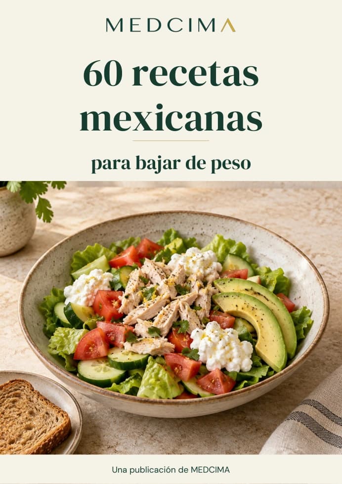 Portada de 60 recetas mexicanas para bajar de peso, una publicación de MEDCIMA